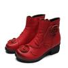 Autumn Winter Flower Women Boots Side Zipper Thick Heel Boots Shoes Woman Ankle Martin Boots