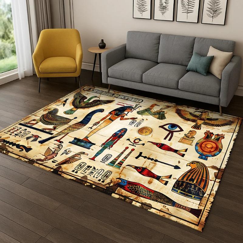 Egyptian Culture PrintLarge Carpet Anti-slip Wear-resistant Soft Mat for Living Room and Bedroom Rug So Classic and Beautiful
