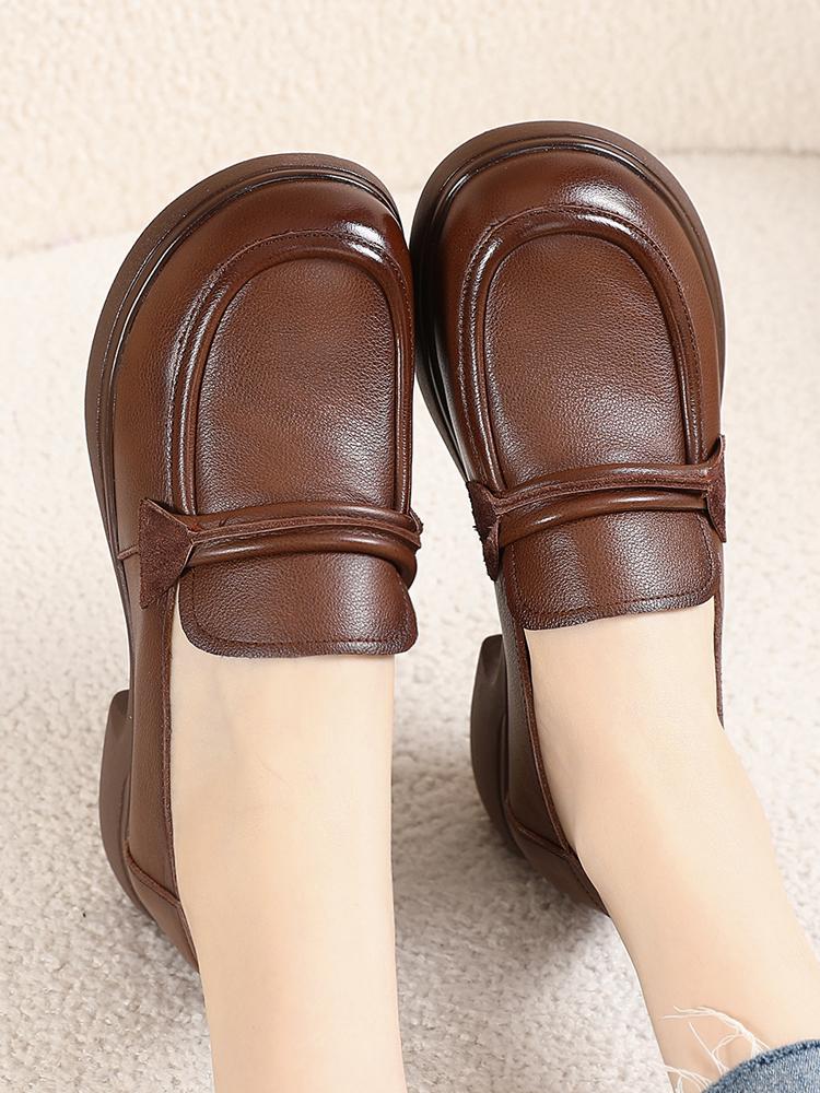Fashion GKTINOO British Style Women Loafers Genuine Cow Leather Shoes 2025 Autumn Soft Sole Platform Non-slip Thick with Low Heel Shoes