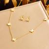 White Butterfly Jewelry Set Necklace Bracelet Earrings Set Gold Plated Shell Butterfly Jewelry for Women