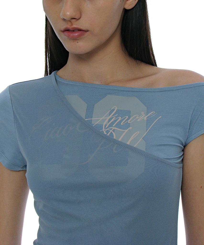 PARTIMENTO WOMEN Numbering Asymmetrical Layered Top_Blue Gray