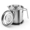 1.8 L /61 oz Fat Container Stainless Steel Oil Strainer Pot Container Jug with Filter Grease Fat Storage Can for Kitchen Cooking