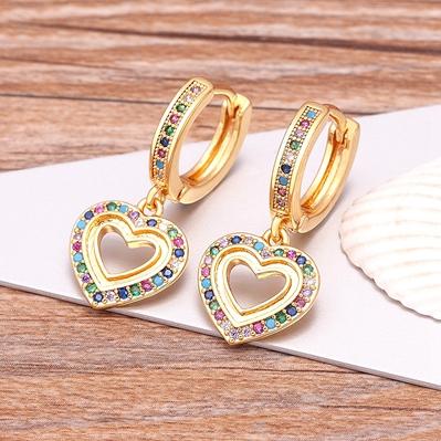 Trendy Bohemian Zircon Hollow Blue Evil Eye Hoop Earrings for Women Cute Unique Gold Color Crystal Drop Earrings Party Jewelry