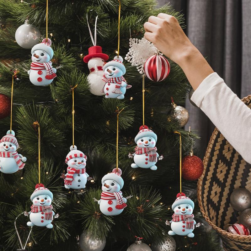 1/5Pcs 2D Acrylic Cartoon Snowman Hanging Xmas Tree Pendant for Christmas Decoration Navidad Home Decor New Year Party Gifts