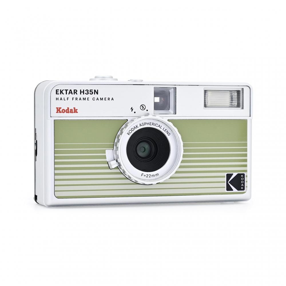 Kodak EKTAR H35N Half-Frame Film Camera Bundle with Kodak Ultramax 24EXP Roll Film (Stripe Green)