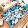 Clear Water Blue Smooth Pebble Stone Print Large Area Rug Soft Flannel Non Slip Floor Carpet for Living Room Minimalist Coastal