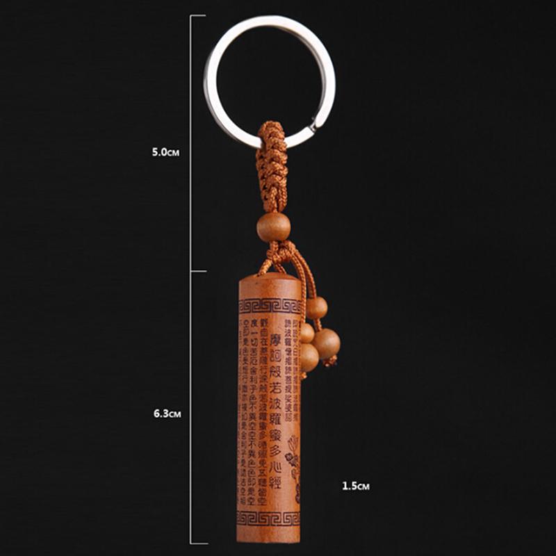 Lucky Jewelry Wood Carving Buckle Buddha Pendant Keychain Car Bag Keyring