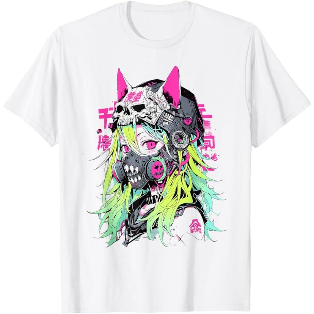 Punk Harajuku Fashion Funny Meme Cat Girl Fashion Graphic Print T-shirt Men Women Oversized Short Sleeve Streetwear Hip Hop Fashion O-neck Cotton Top
