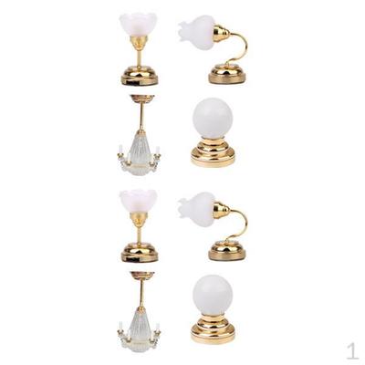 8Pcs Metal 1/12 Dollhouse Miniature LED Lamp Doll House Bedroom Decors Parts