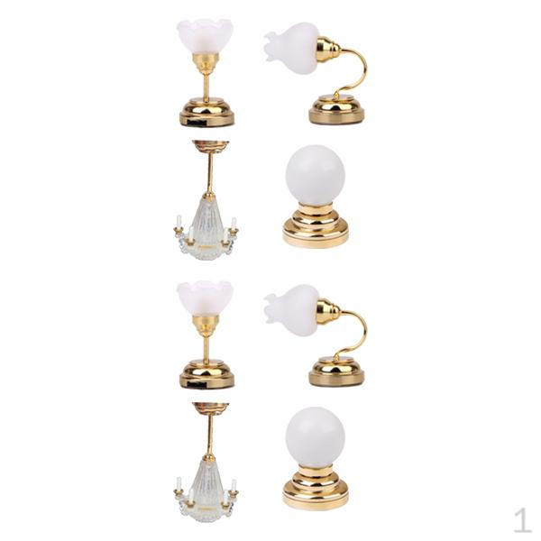 

8 шт. Металлический 1/12 Кукольный домик Миниатюрная светодиодная лампа Кукольный дом Декор для спальни Детали