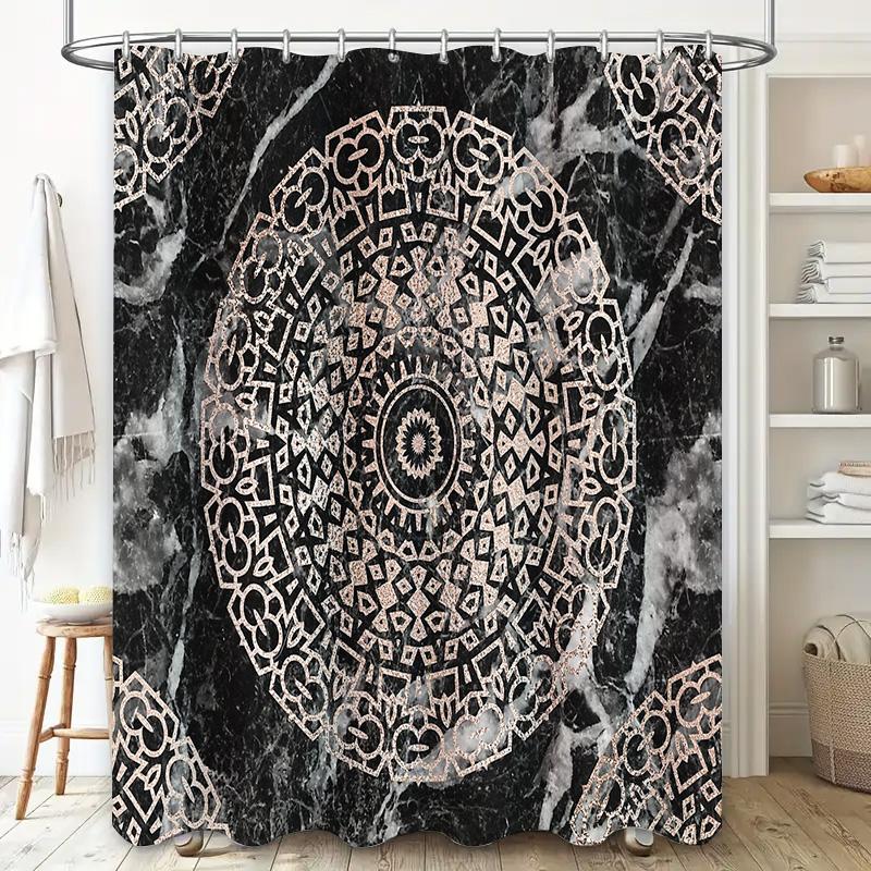 Boho Shower Curtain Mandala Pattern Nature Inspired Bathroom Decor Tropical Floral Abstract Art Modern Farmhouse Home Textile