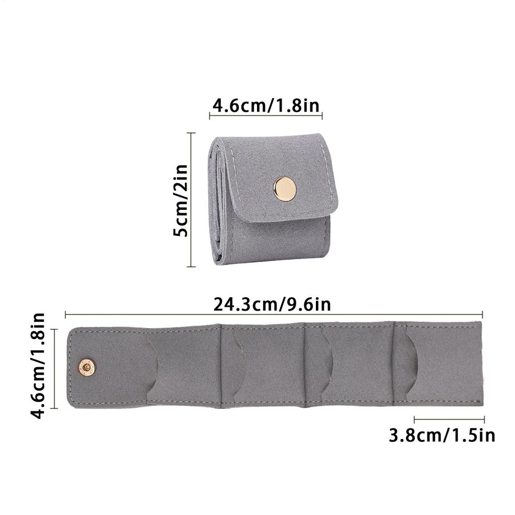 Folding Jewelry Travel Bag Travel Ring Holder Trendy Divided Case With Buckle For Airplane Beach Vacation Honeymoon Wedding