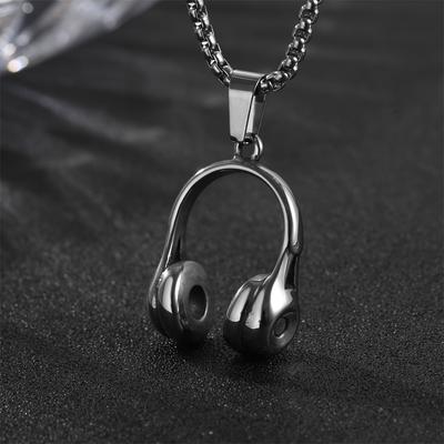 Herren Kopfhörer Anhänger Halskette, Pistolenfarbe Langlebiges Design, Nicht verblassend, Einfaches Musik-Themenaccessoire, Geeignet für Freizeitkleidung