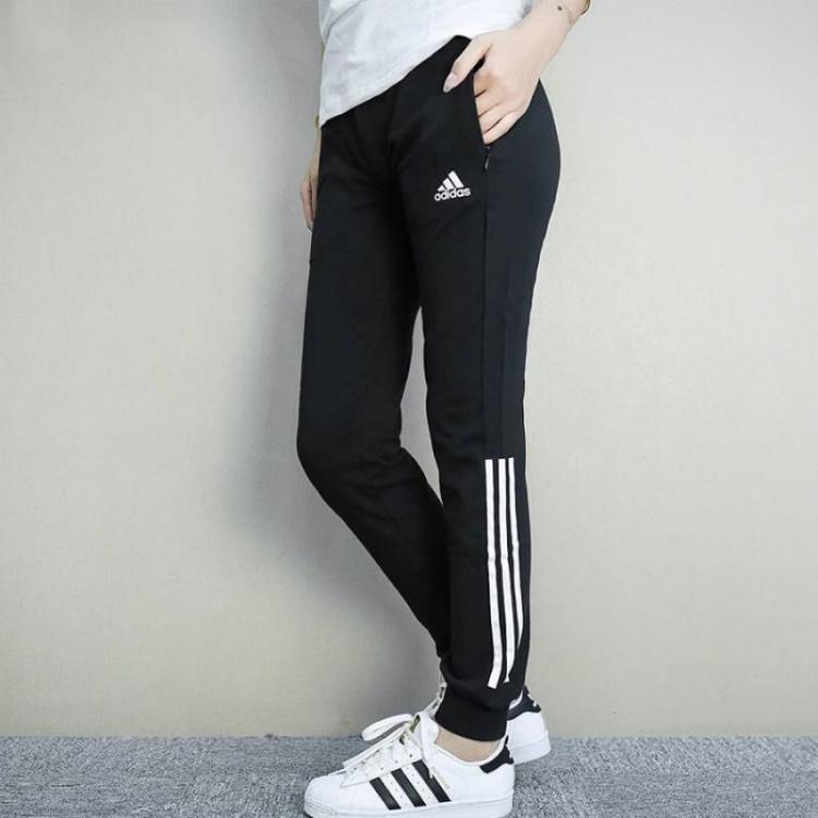 adidas Athletics Lifestyle Series Simple Comfortable Versatile Knitted Sports Pants Women Bottoms Black BQ1015