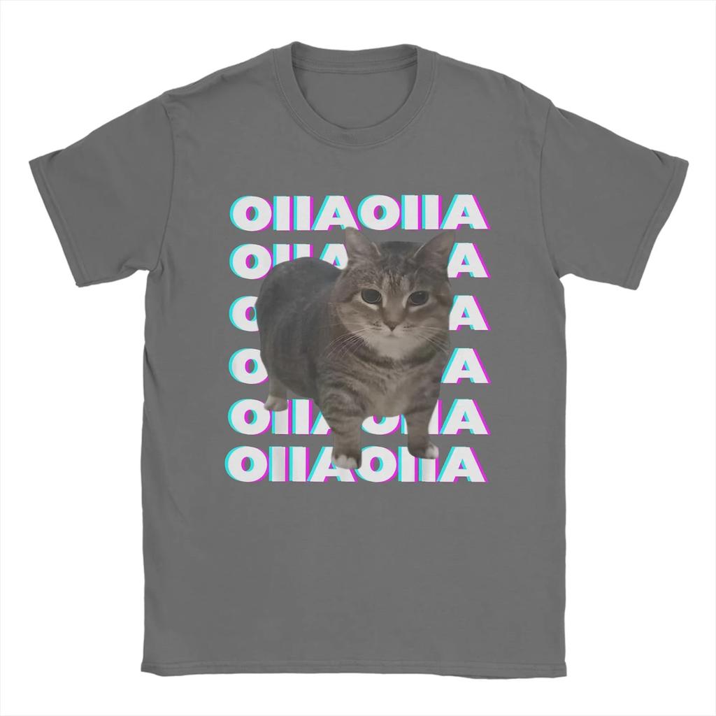 OIIA OIIA Spinning Cat Meme Glitch Disco Men Women Oversize T Shirt Funny Trendy Tees Short Sleeve Round Collar T-Shirt Cotton