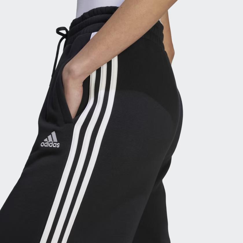 Adidas Essentials 3-Stripes French Terry Wide Pants Women Bottoms Black HZ5747