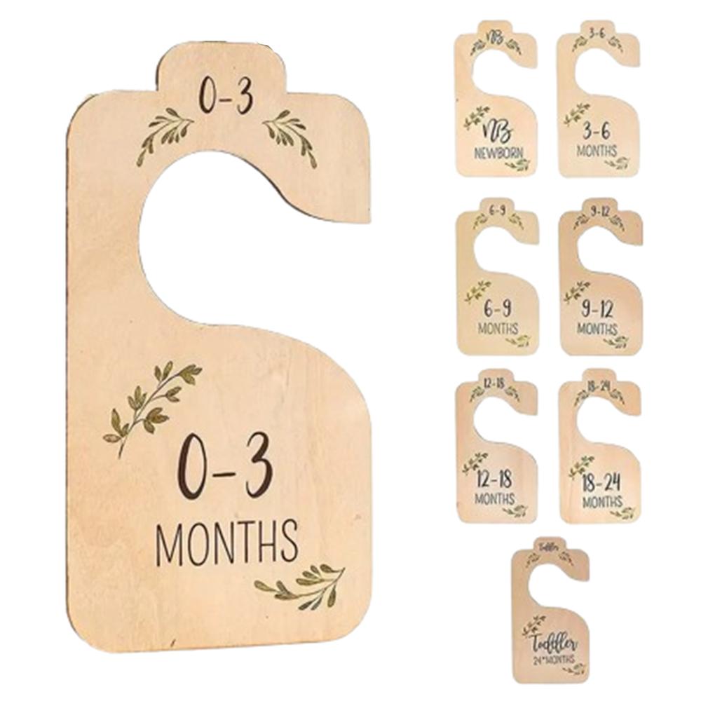 

7/8Pcs Wood Baby Closet Divider Label Assortment Nursery Clothes Organizers Baby Clothes 8Pcs-Double Sided-18*9cm