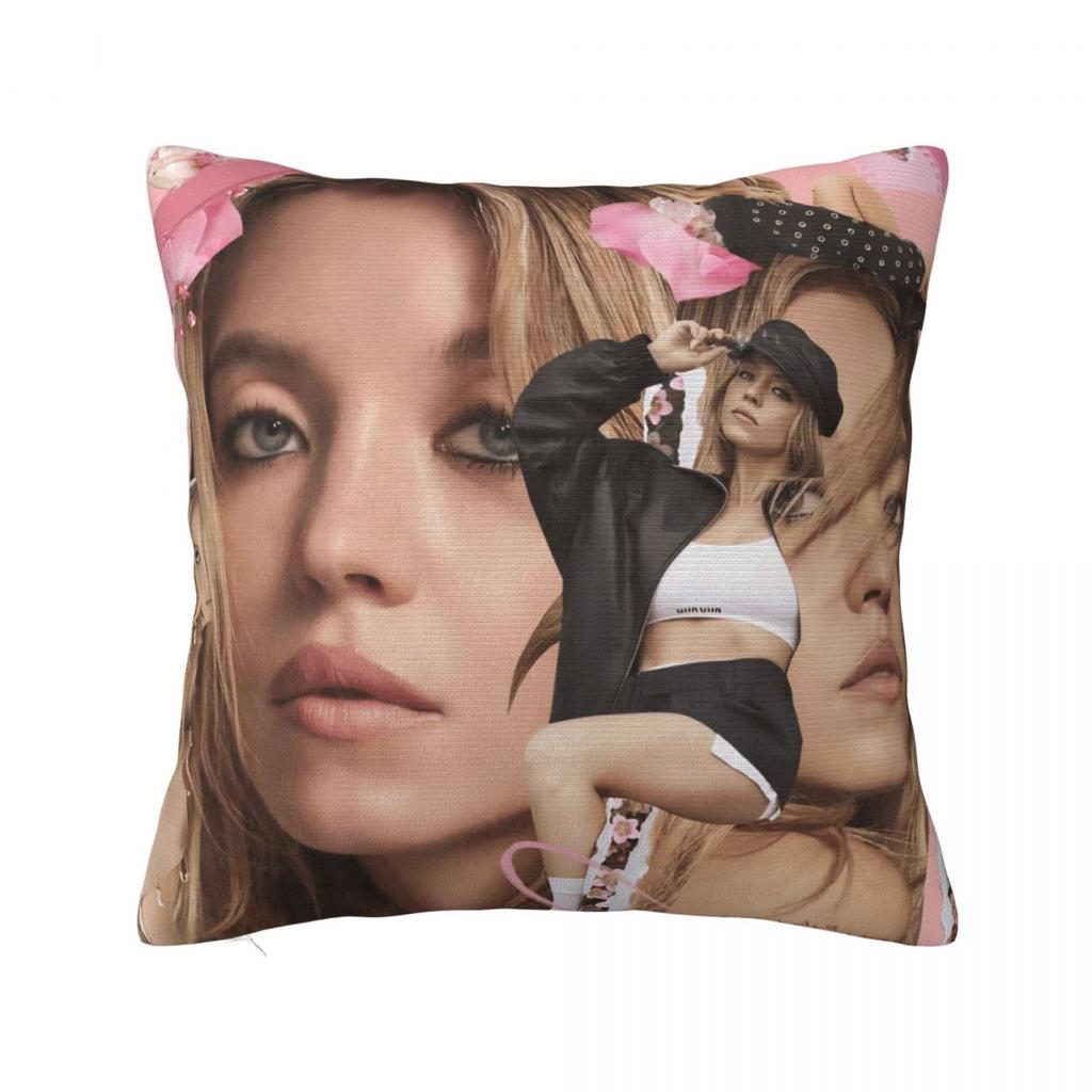 Sydney Sweeney American Actress Photo Pillow Cover Cushion Cover Square Pillow Case Pillowcases For Sofa Bedroom Home Decor