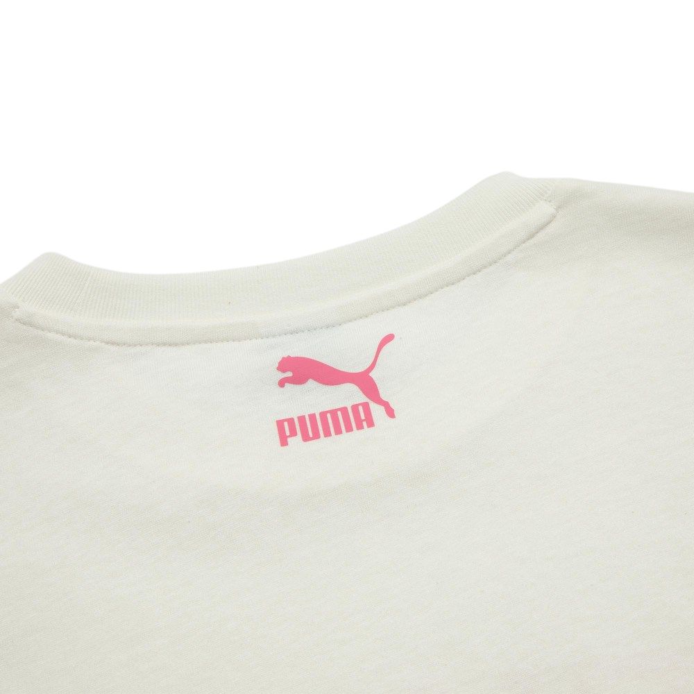 Puma Classics Dance Letter Sweet Cool Print Loose Round Neck Short Sleeve Drop Shoulder T-Shirt Women T-Shirt White 627175-65
