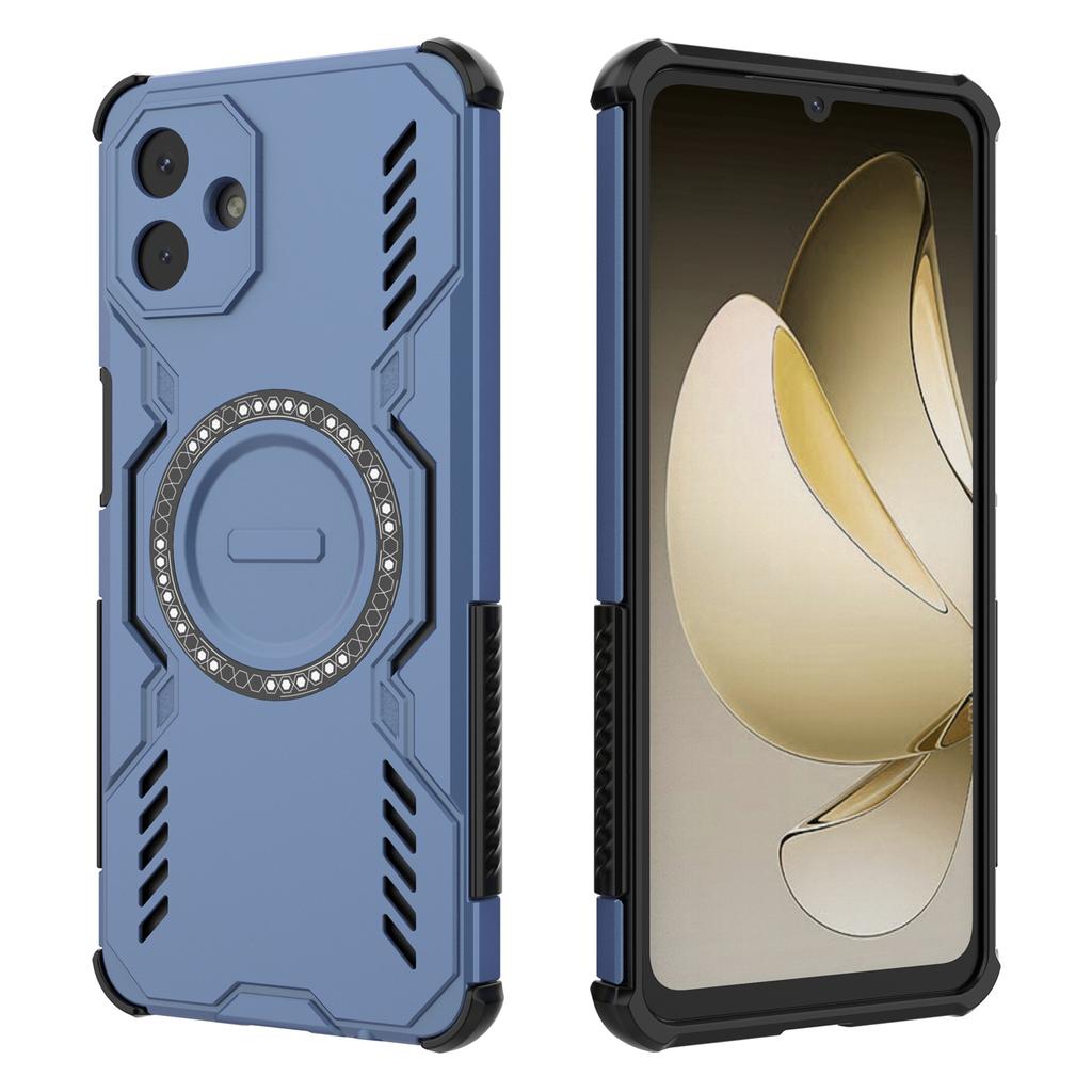 For Samsung Galaxy A07 4G Magnetic Case Butterfly Armor Hollow Heat Dissipation PC+TPU Phone Cover