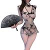 Sex underwear butterfly embroidery classical cheongsam uniform straps pure desire transparent sexy hot temptation