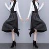 Autumn Winter Vintage Stripe Printing V-neck Tank Dress Black Bottoming Top Suit Female Casual Fashion Pullover T-shirt Robe Set