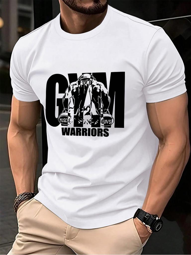 Gym Warriors Muscle Guys Printing Mens TShirt Cotton Summer Soft Tops Oversized ONeck Short Sleeve T Shirt Casual Male Clothes