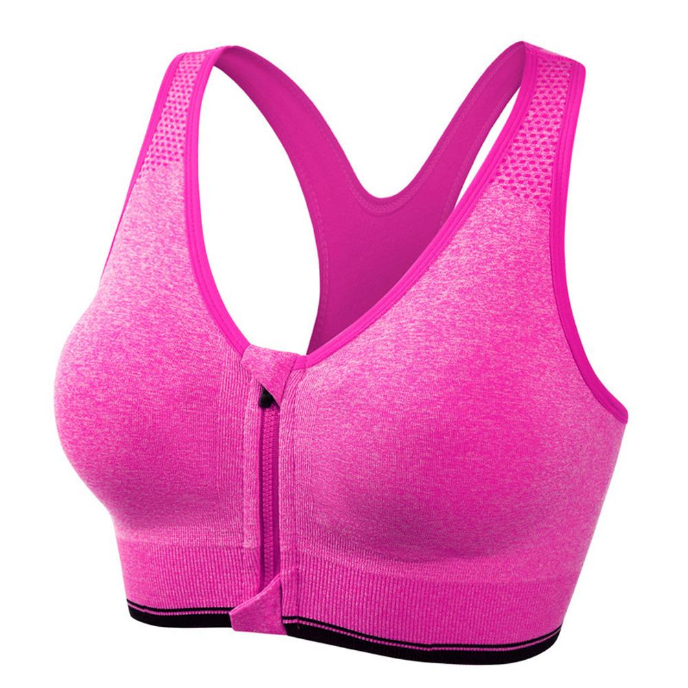 Front Zipper Sports Women's Bra Sexy Underwear Adjustable Strap Running Gym Fitness Brassiere Shockproof Breathable Without Underwire Bralette