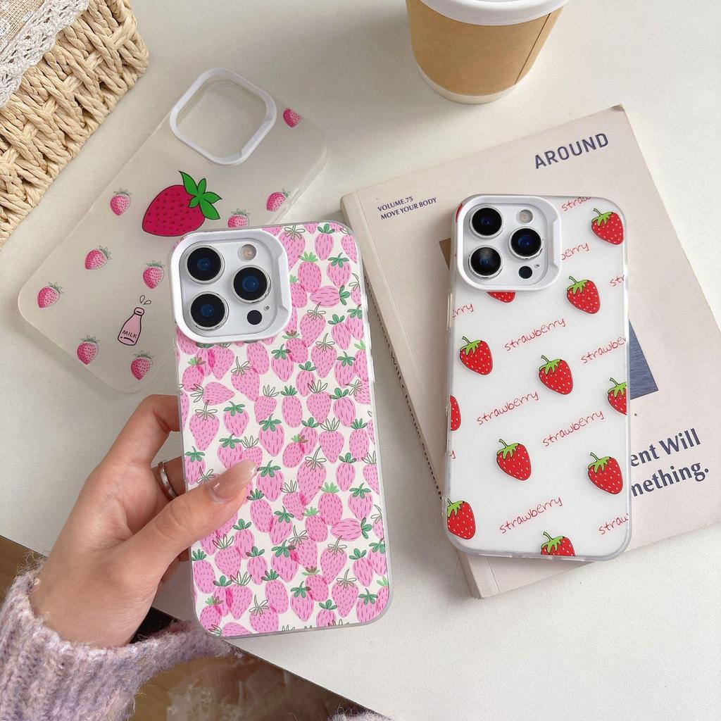 Strawberry iPhone Case: Compatible with Apple 16 Pro Max, iPhone 15, 14/13, and 17P, featuring a full-screen design.
