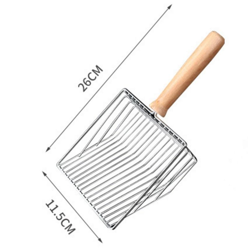Cat Litter Scoop Stainless Steel Cat Litter Shovel Wooden Handle Sand Scoop for Cats Toilet Cleaning Cats Scoops Pet Supplies