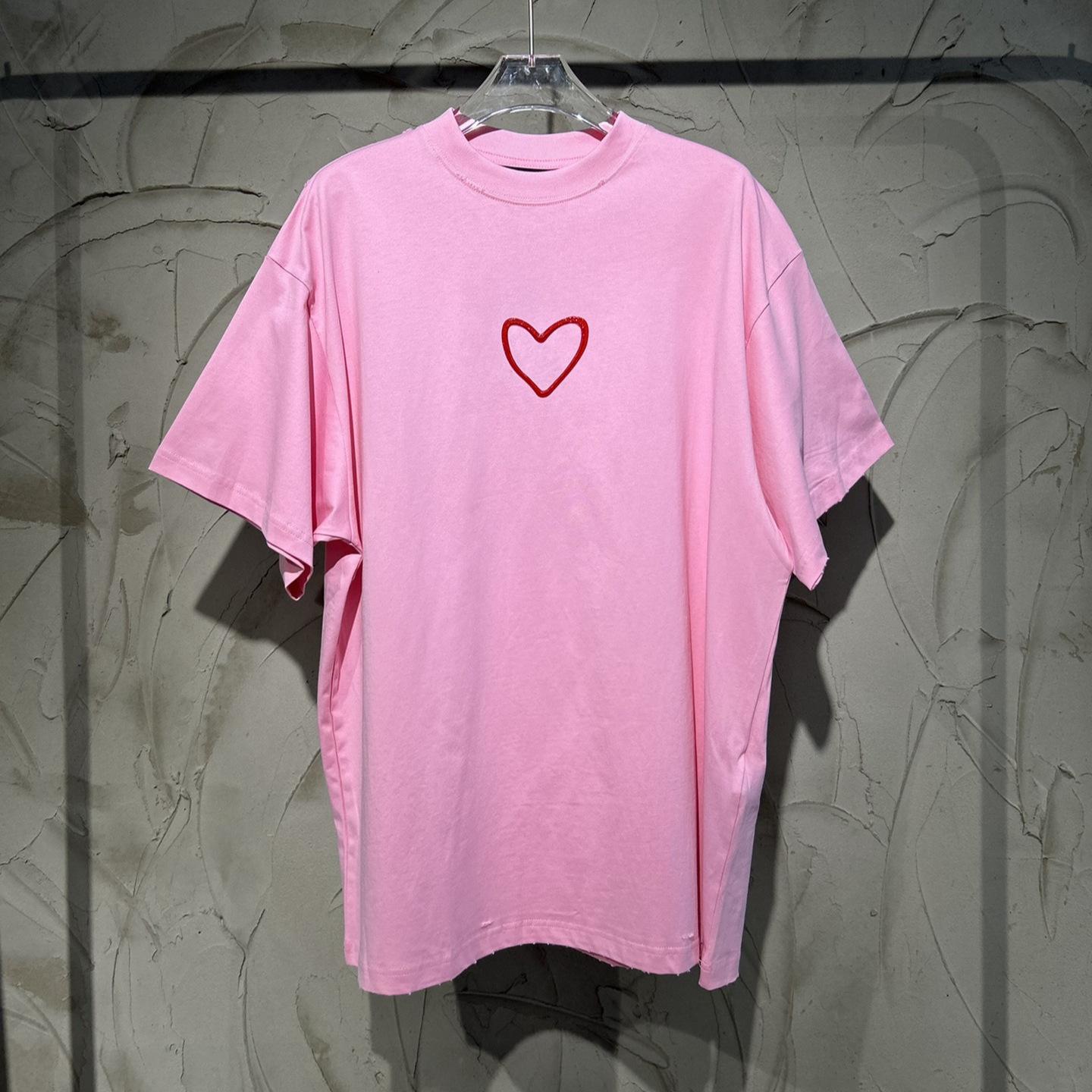 Qixi Festival limited love short sleeve loose couple T-shirt S розовый