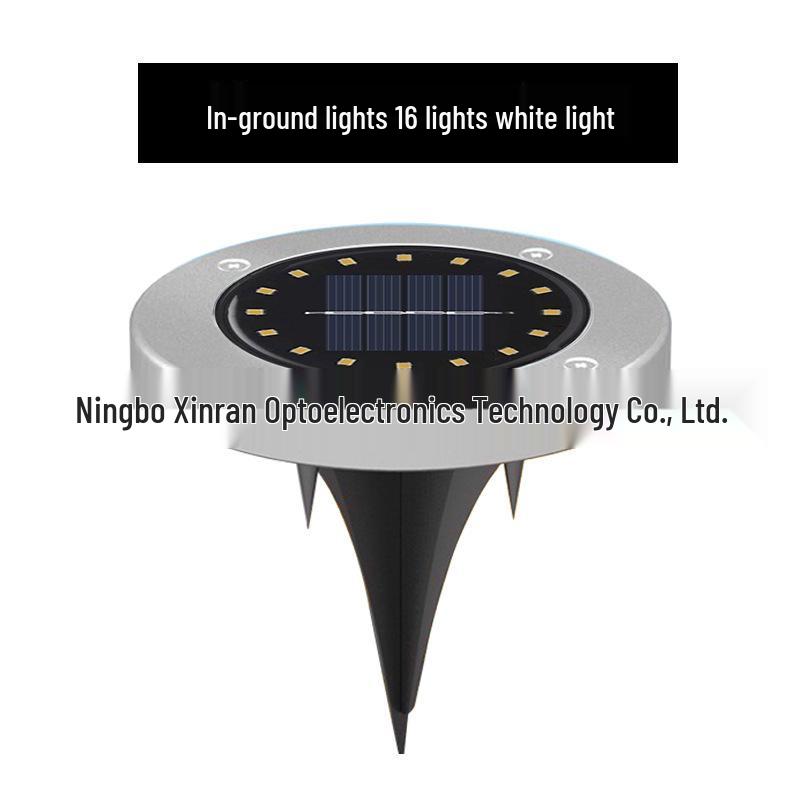 Solar Edelstahl 8-LED Bodeneinbauleuchte für Rasen- & Hofdekoration