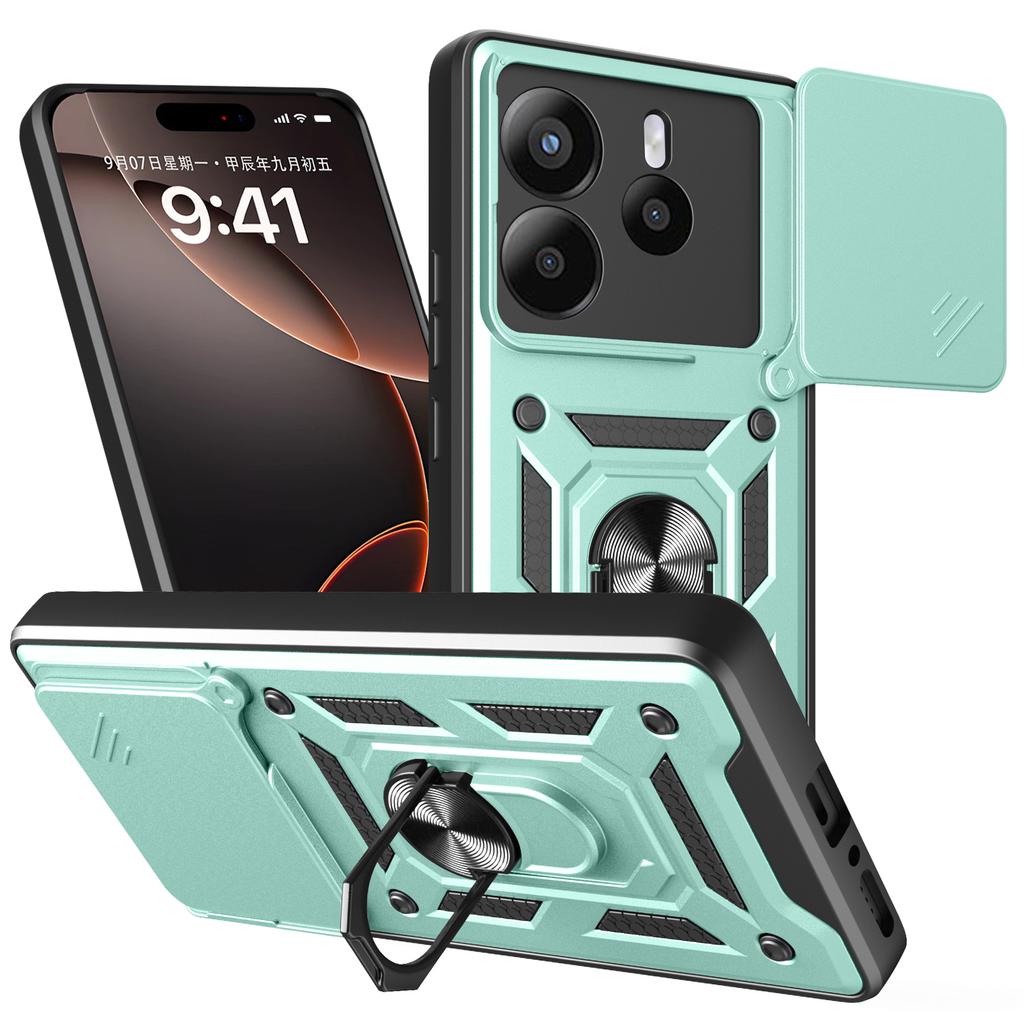 AMORUS For Xiaomi Redmi Note 14 5G Case Kickstand PC+TPU Phone Cover with Camera Lens Slider