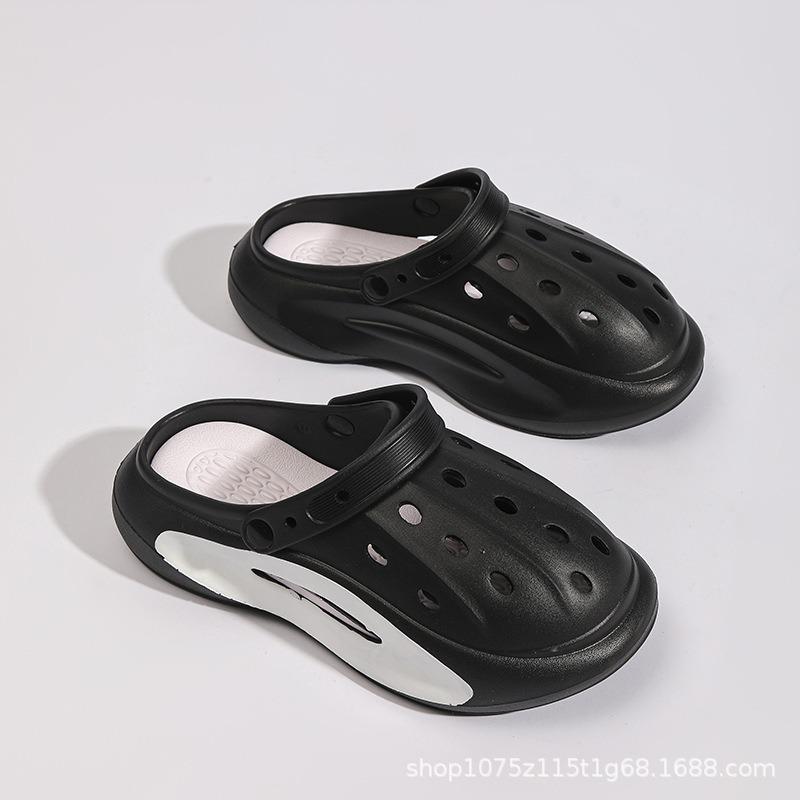 

Летние новые мужские дырчатые туфли, парная обувь, нескользящие, износостойкие, спортивные, легкие, пляжные, с открытым носком, крутые шлепанцы 44-45 чёрный