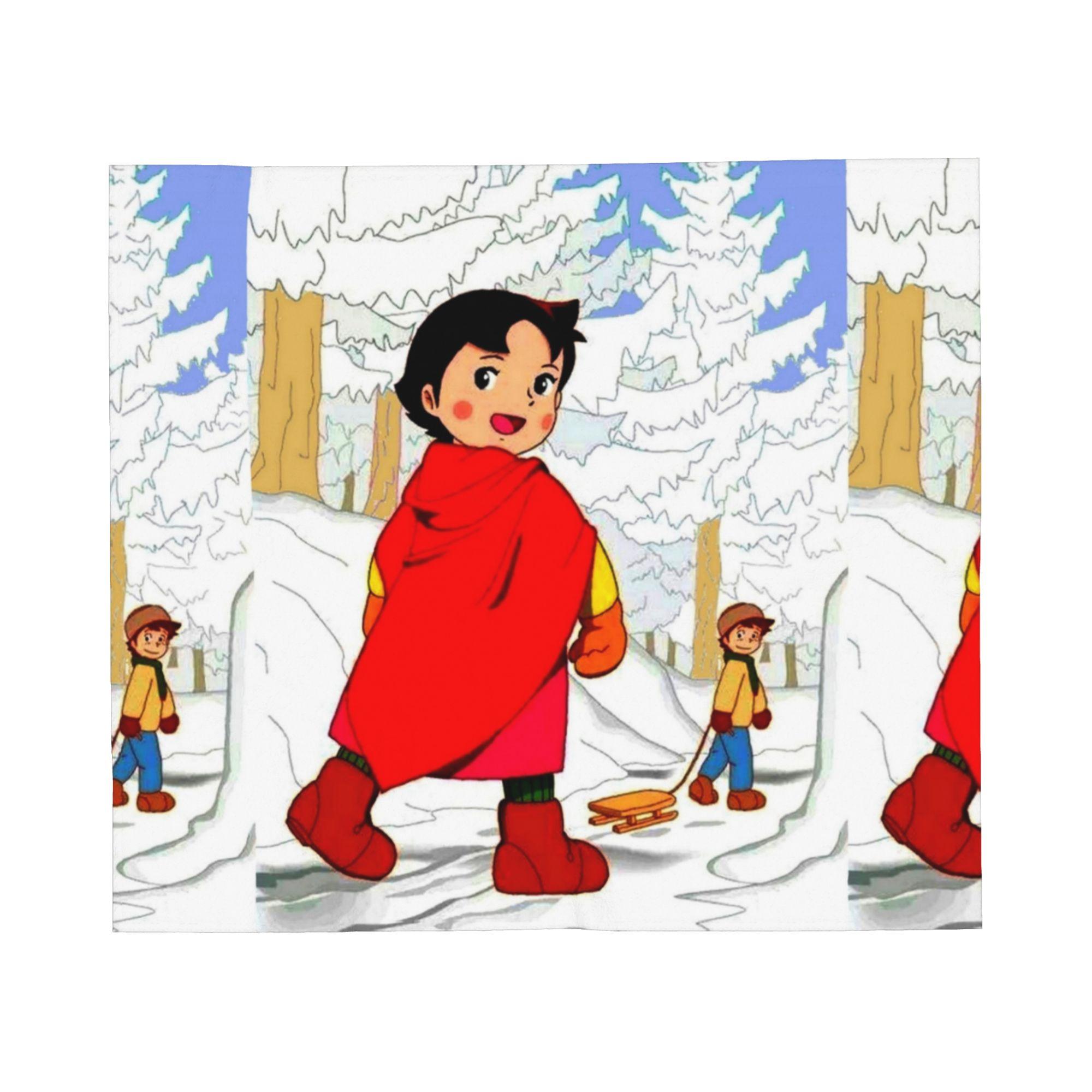 

Heidi A Girl of the Alps Blanket Cartoon Anime Flannel Vintage Warm Throw Blankets for Home Textile Decor Car 80x60in