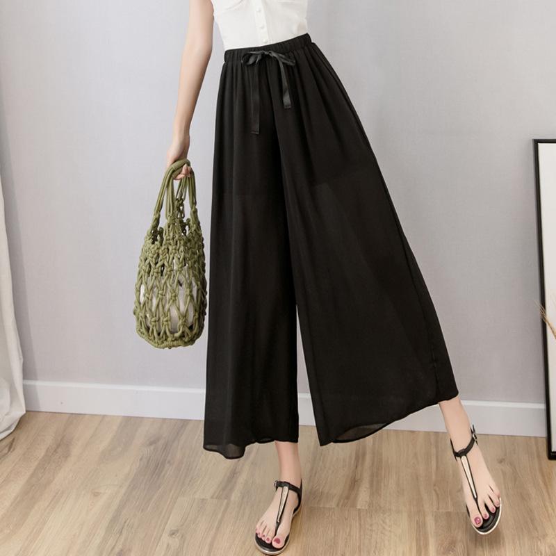 Frühlings-/Sommer Chiffon Weitbein Culottes für Übergrößen Damen - Lässig & Locker geschnitten