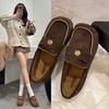 22 Spring Retro Lazy Loafer Single Shoes British Style Soft Sole Large Size Flat Beanie Shoes