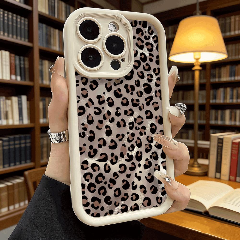 Light Brown Leopard Print Soft TPU Phone Case for iPhone 17 16 15 14 13 12 11 Pro Max Plus Shockproof Anti-Slip Cover