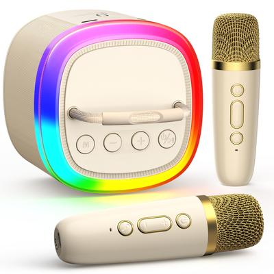 Mini Karaoke Machine, Portable Bluetooth Karaoke Speaker with 2 Wireless Microphones and Party Lights for and Adults, Birthday Gifts