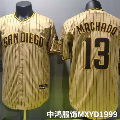 Embroidered San Diego Padres 13 Machado Baseball Cap Khaki Striped Unisex Sport