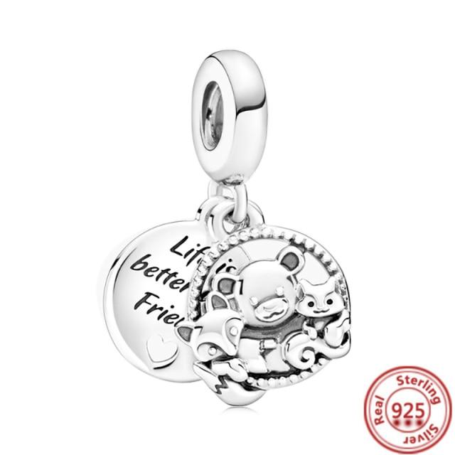 925 Silver Love Collection Beaded Pendant Charm Accessory Bracelet Women 'S Diy Jewelry