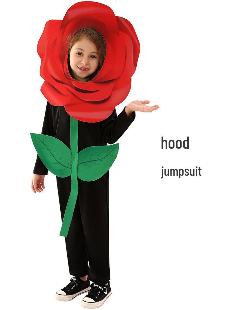 

June 1st Kids Stage Costume: Rose Flower Cosplay for Halloween, Carnival, Plant Party, and Valentine s Day L