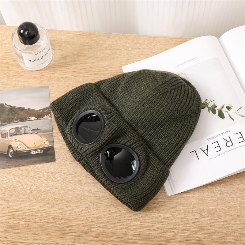 Hot-selling knitted glasses hat autumn and winter men's and women's ear protectors wool hat warm outdoor ski pullover hat tide