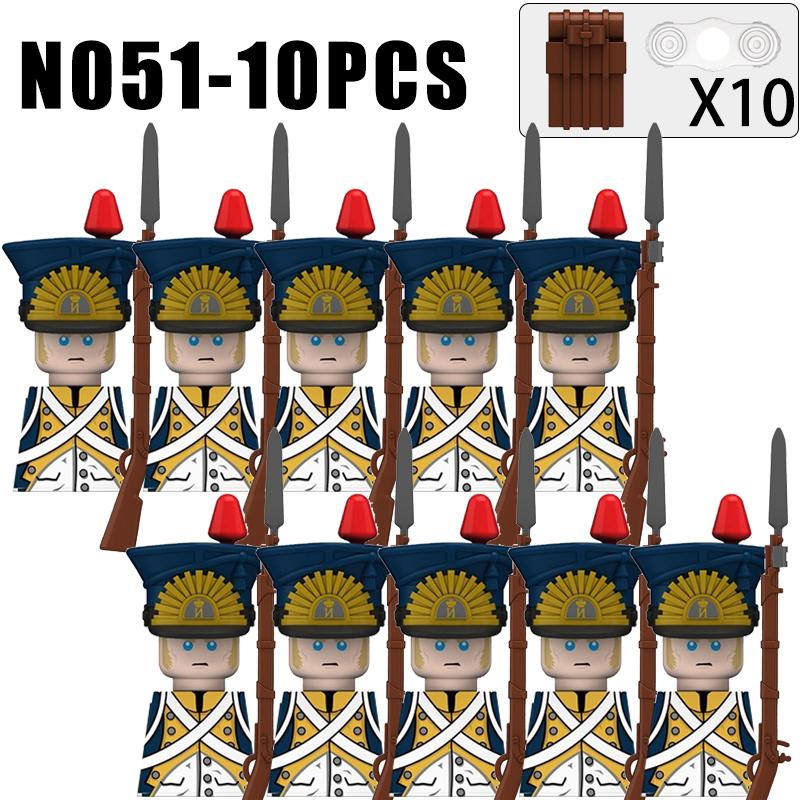 Kids Toys Napoleonic Wars Building Blocks 10pcs/lot Fusilier Lancer Soldiers Mini Action Figures Toys For Kids Christmas Gifts