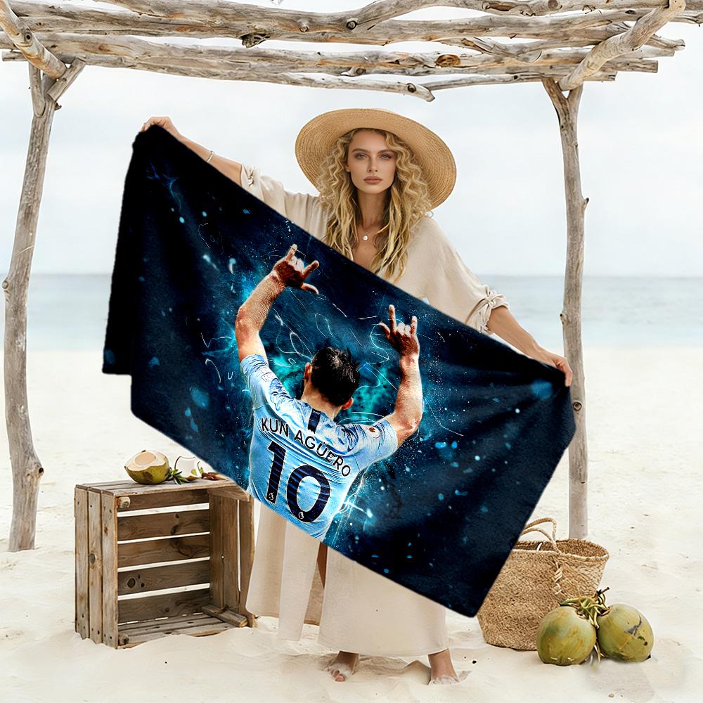 Kun Aguero Celebration Moment Beach Towel Super Soft Microfiber Quickdry Fabric Comfortable Lightweight