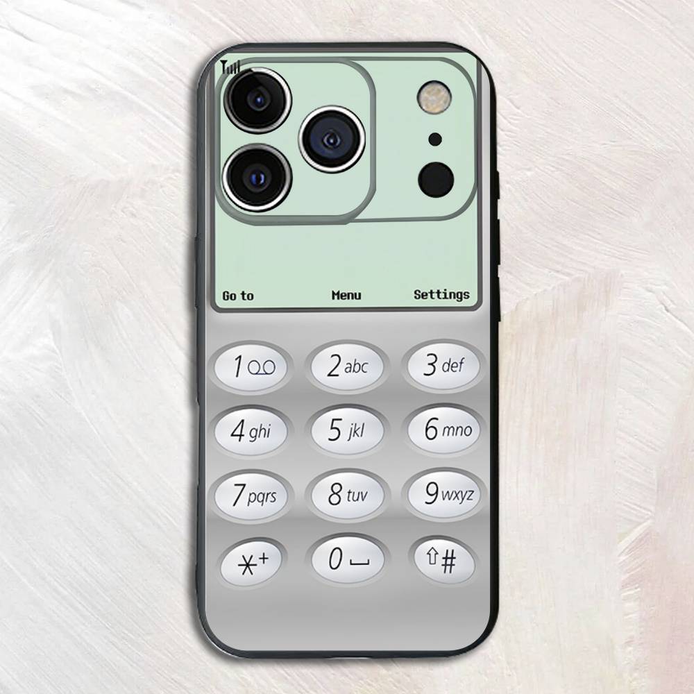 

Old Phone Picture Black Phone Case For iPhone 17,16,15,14,13,12,13,12 Pro Max Plus XS XR Silicone Soft Back Cover iPhone16promax