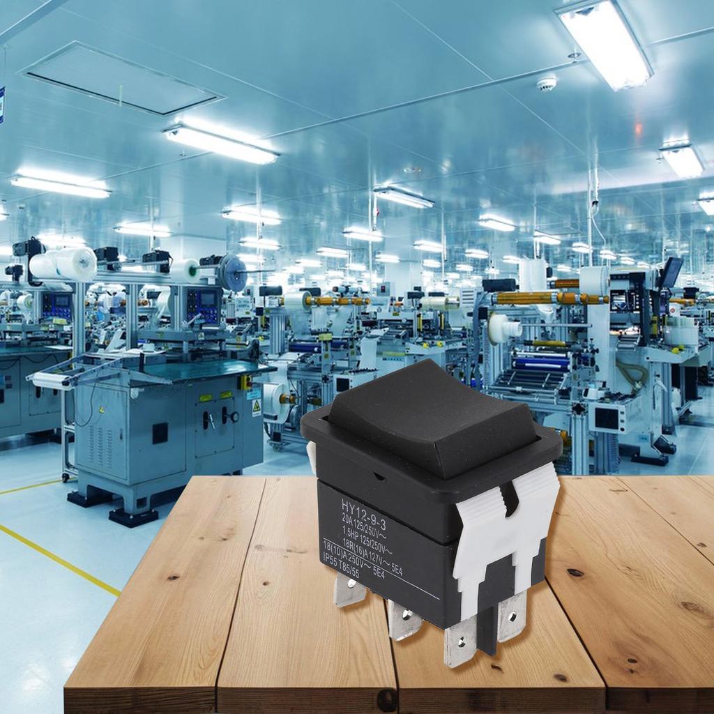 Für HY12-9-3 Ein Aus Ein Kippschalter 125/250V 18/20A Druckschalter 6 Pins Kippschalter Selbstrückstellend Sperrfreier Schalter