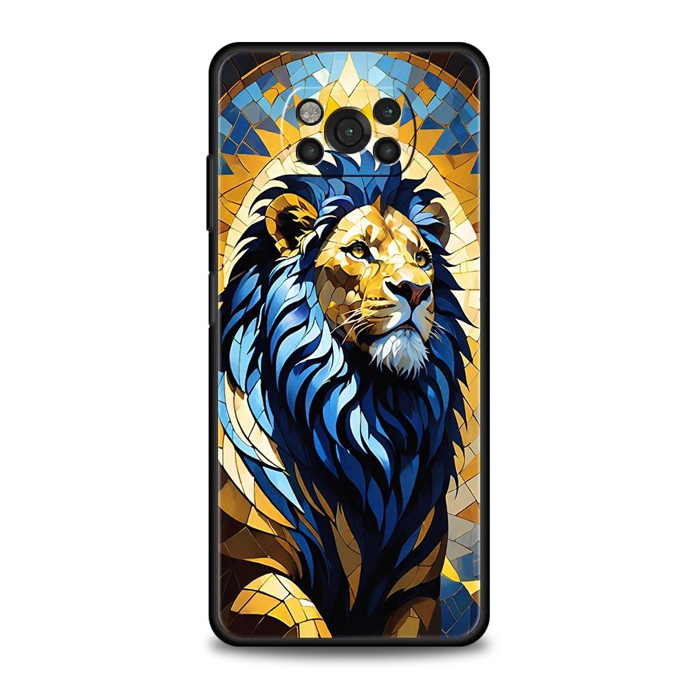 Cross Pattern Bicolor Lion Phone Case for Xiaomi Poco F7 F6 F5 F4 F3 X6 X5 X4 X3 NFC F7 Ultra M4 C51 C55 GT 5G Soft TPU Cover