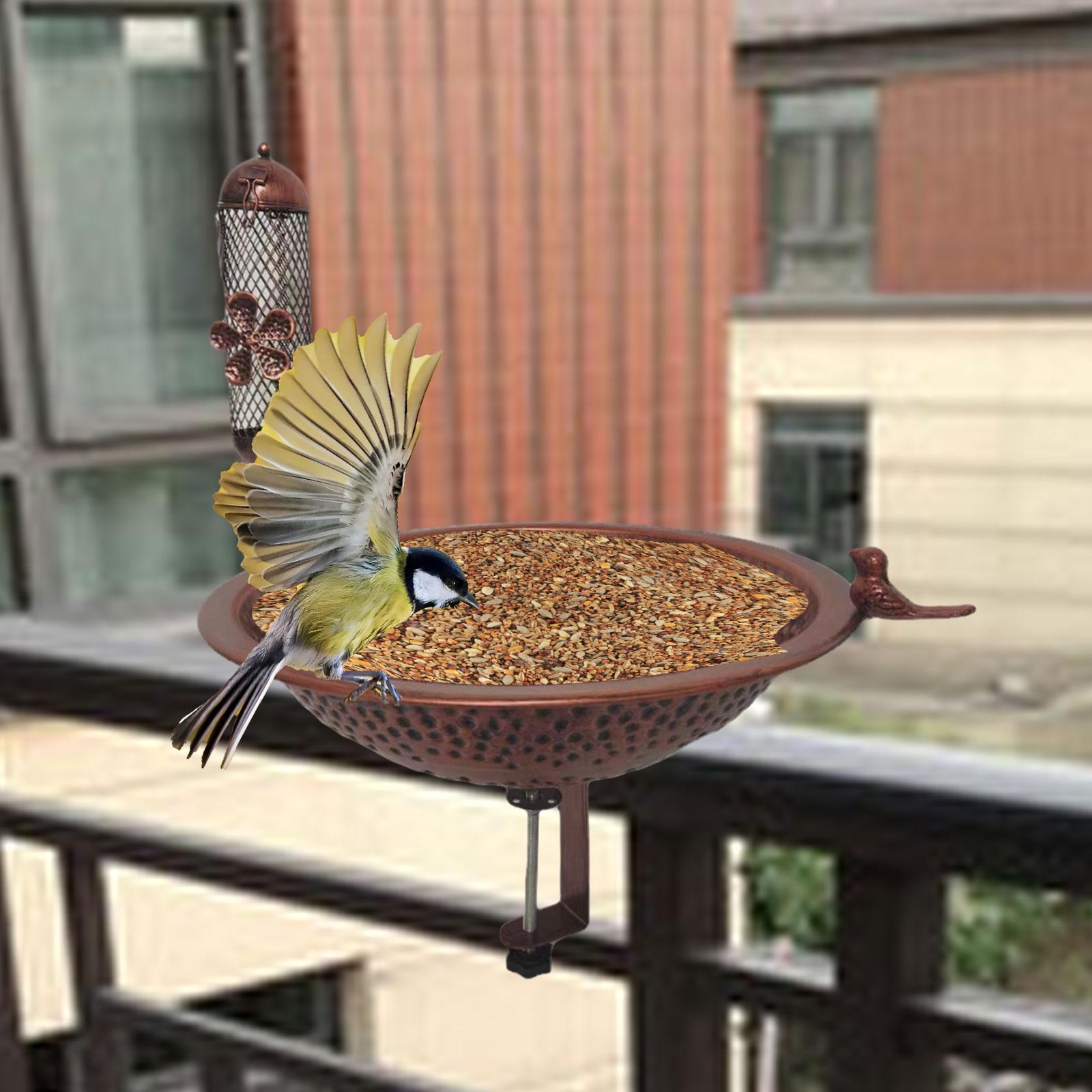 

Balcony Rails Bird Bath Garden Bird Feeder Weatherproof Iron Spa Birdfeeder for Outdoor Bird Baths