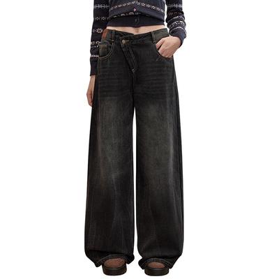 American Retro Washed Wide-Leg Denim Jeans